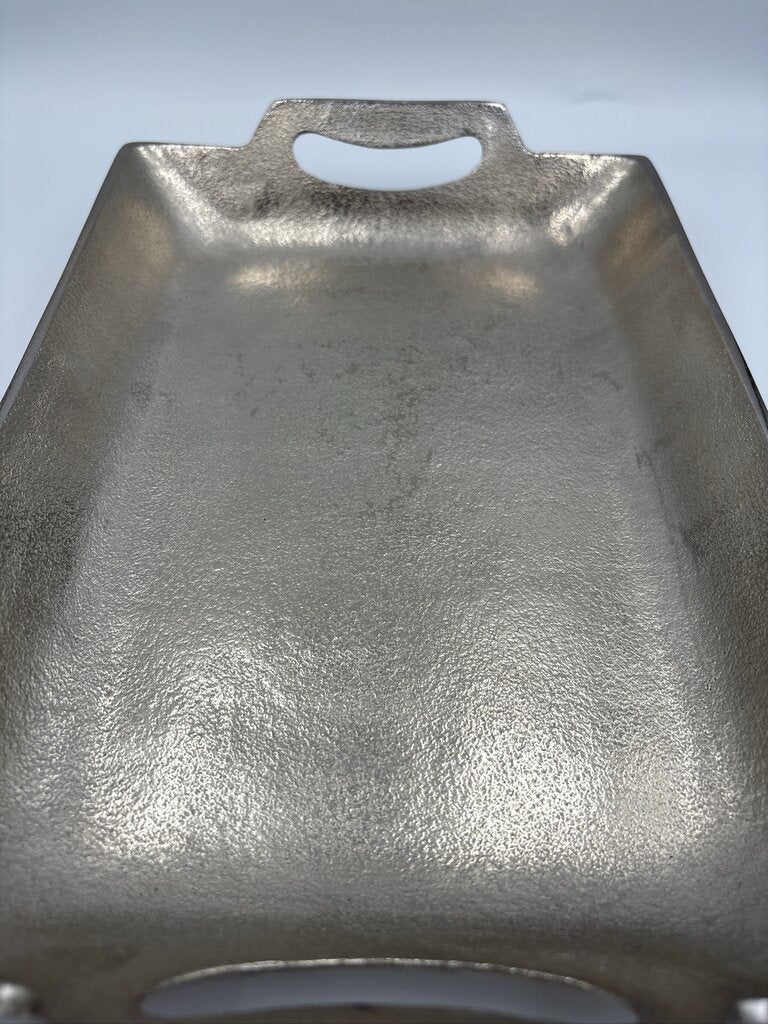 Textured Pewter Tray W/ Handles- 13X8X2