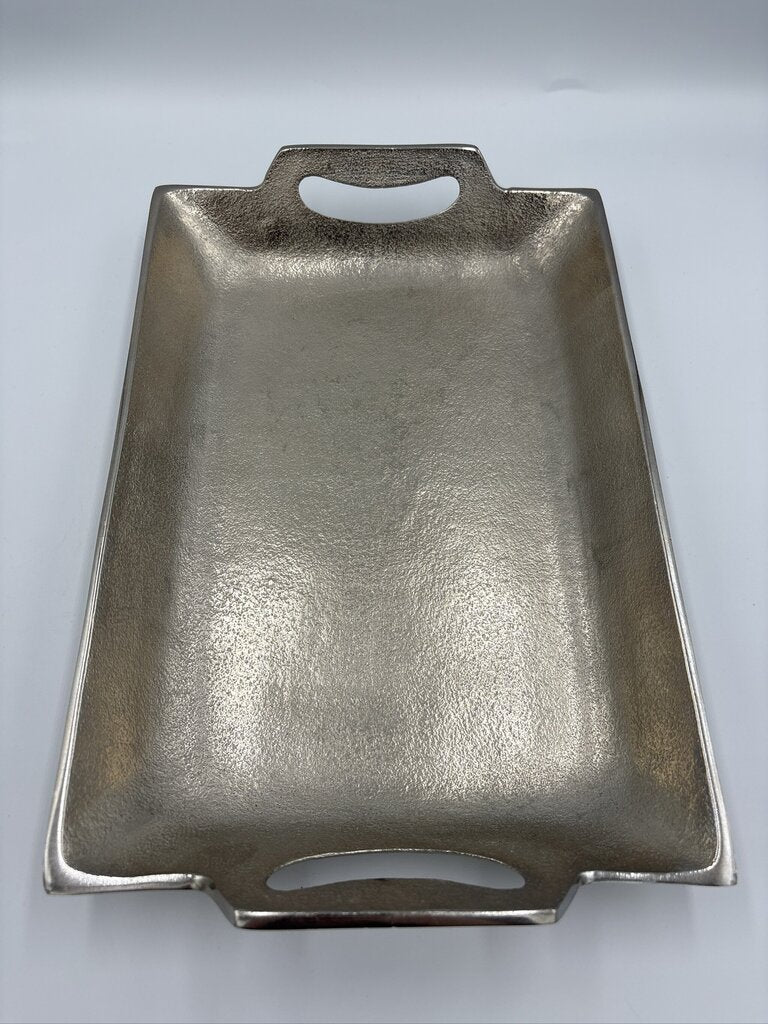 Textured Pewter Tray W/ Handles- 13X8X2