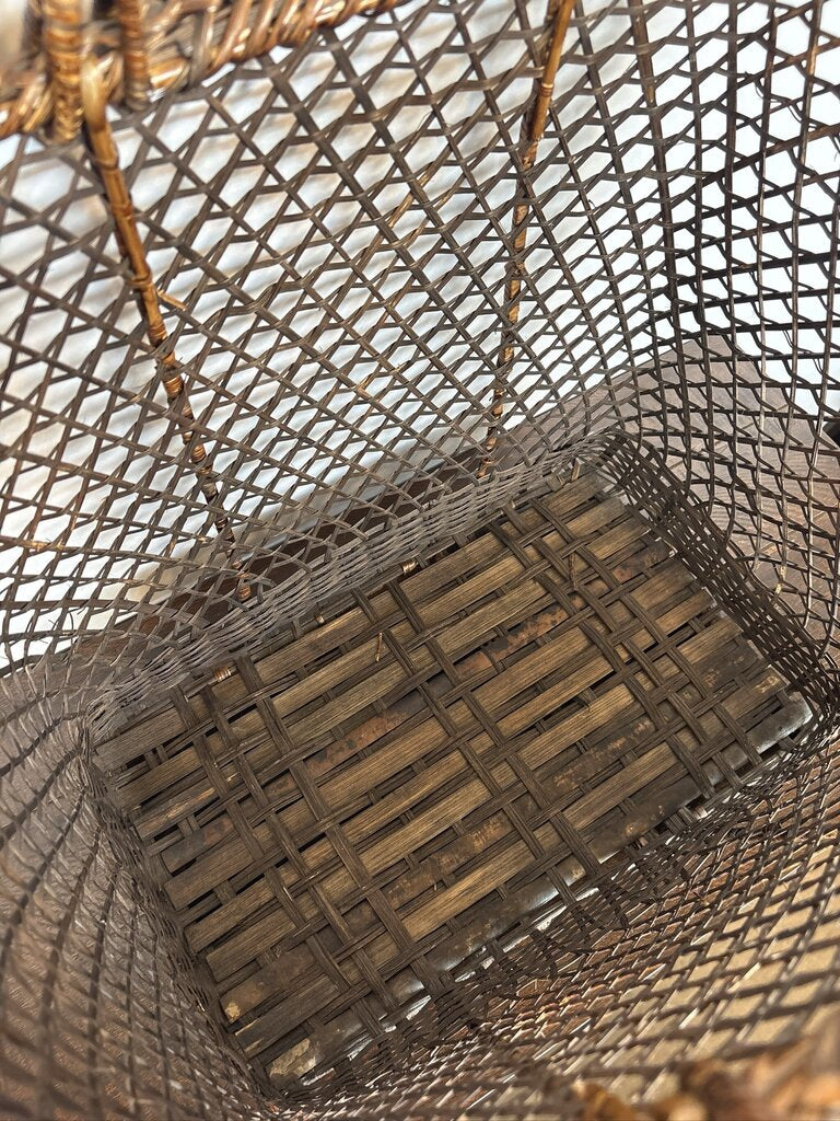 Vintage Rattan Basket W/ Handles - 18X14X25