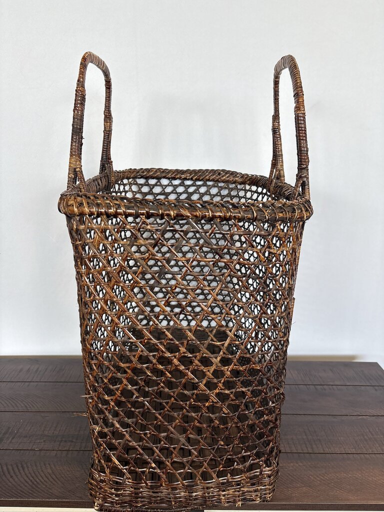 Vintage Rattan Basket W/ Handles - 18X14X25
