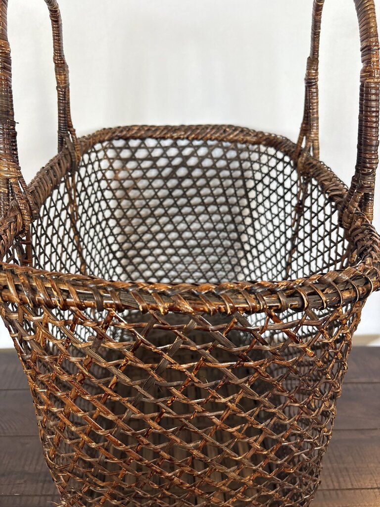 Vintage Rattan Basket W/ Handles - 18X14X25