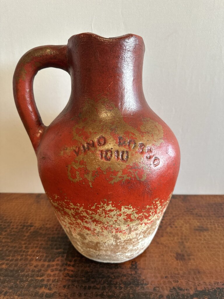 Rustic Red & Cream Pitcher W// Handle- 11X10X17H
