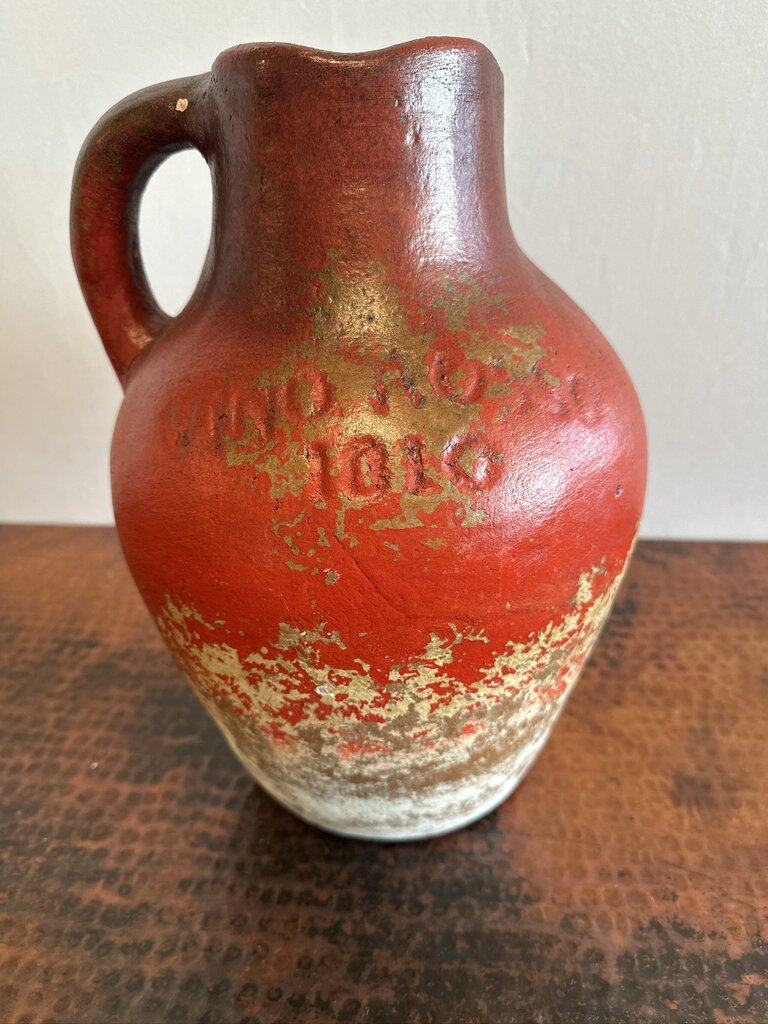 Rustic Orange & Cream Pitcher W/ Handle- 9X8X13