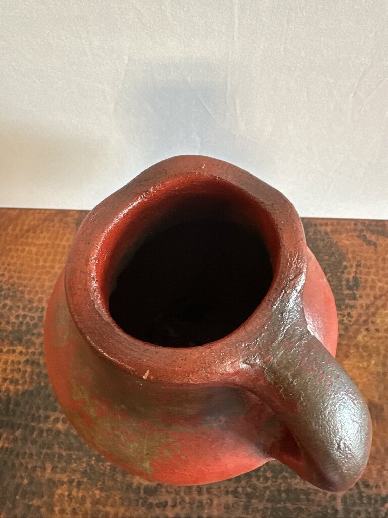 Rustic Orange & Cream Pitcher W/ Handle- 9X8X13