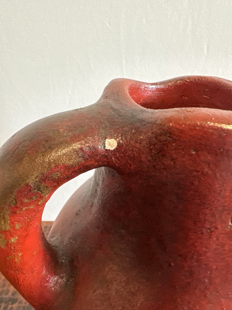 Rustic Red & Cream Pitcher W/ Handle- 9X8X13