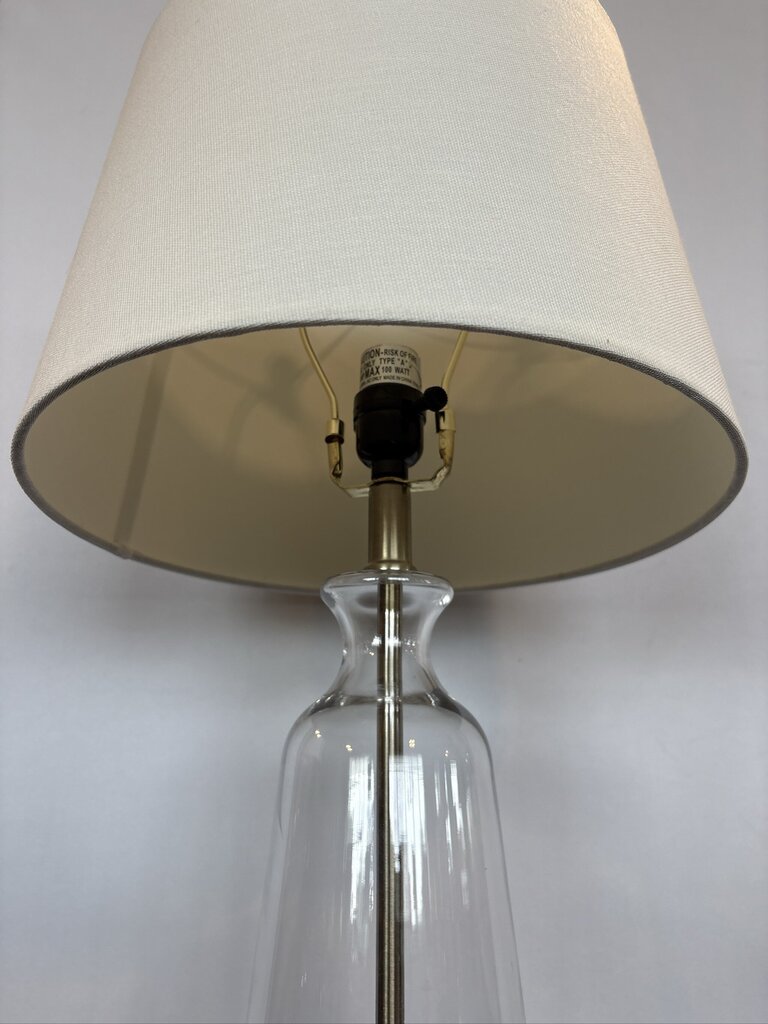 Clear & Brushed Stainless Table Lamp- 13X132X25