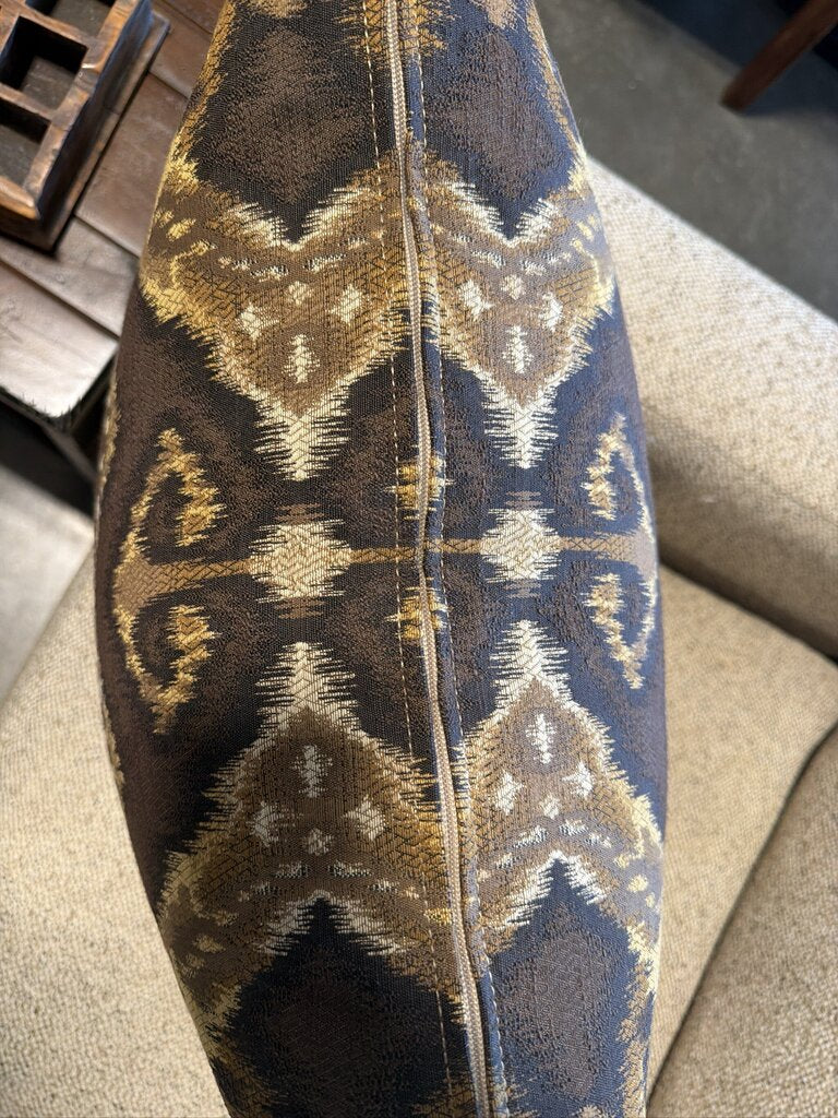 Ikat Brown & Gold Down Pillow- 18X18