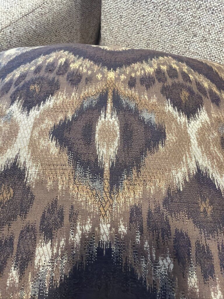 Ikat Brown & Gold Down Pillow- 18X18