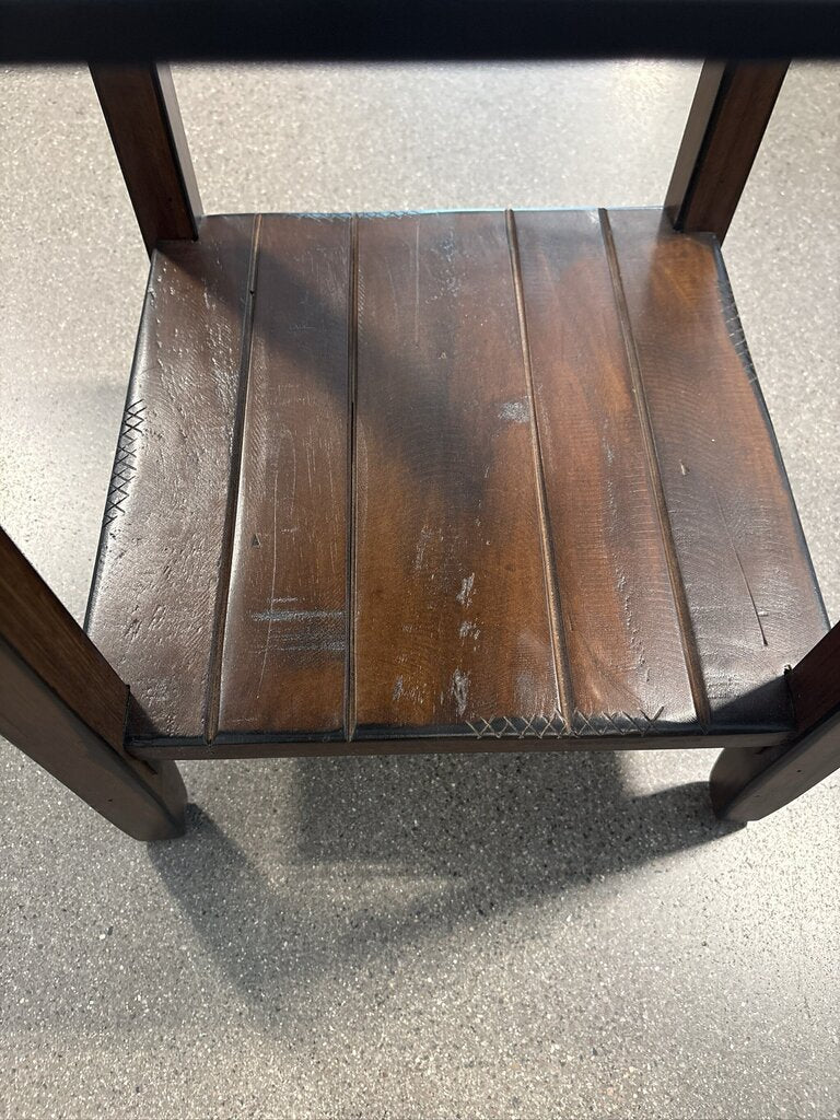 Rustic Wood Side Table W/ Metal Accents- 14X14X21H