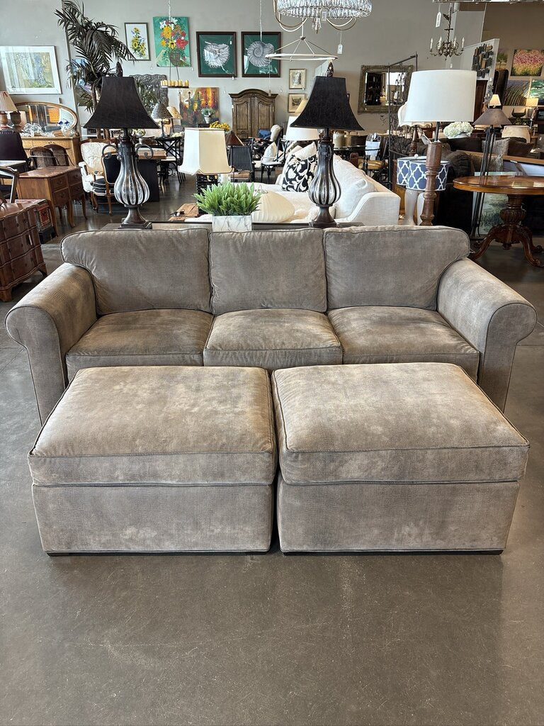 Childress Furniture Embossed Sofa W/ Ottomans- 86X37X30H
