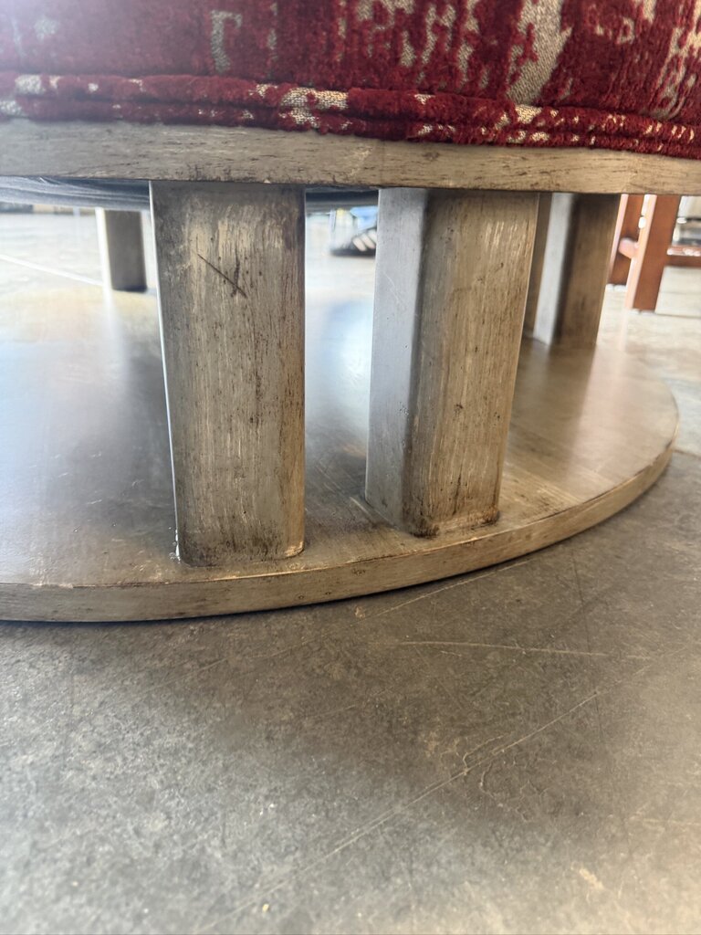 Century Furniture Round Red Upholstered Ottoman- 47X47X21H