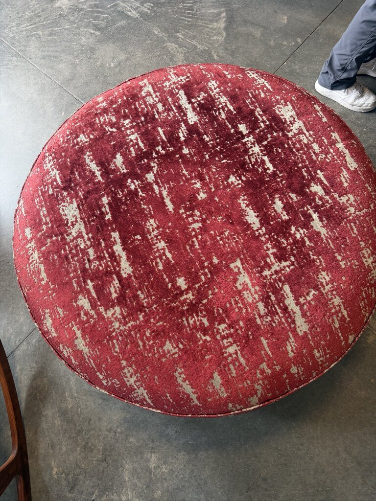 Century Furniture Round Red Upholstered Ottoman- 47X47X21H