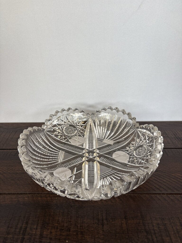 Antique American Brilliant Period Cut Glass Bowl- AS IS- 8X8X2.25H
