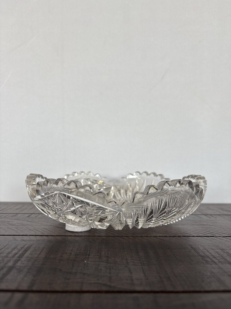Antique American Brilliant Period Cut Glass Bowl- AS IS- 8X8X2.25H
