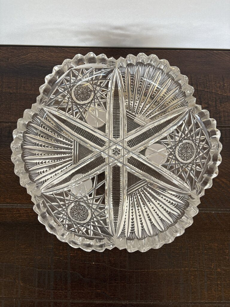 Antique American Brilliant Period Cut Glass Bowl- AS IS- 8X8X2.25H