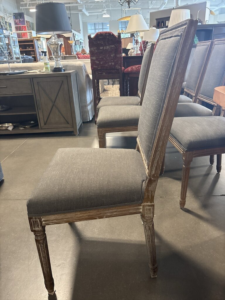 World Market Paige Wood & Grey Fabric Dining Chairs- 18.5X20X40- Set of 6