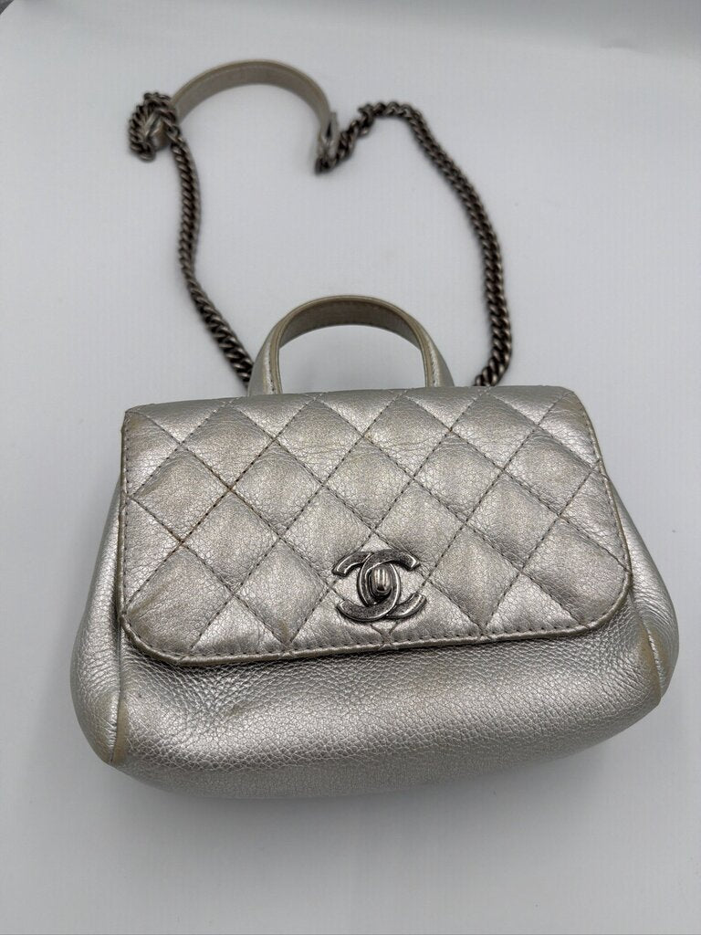 Chanel Metallic Grained Calfskin Pilot Essentials Double Sided Flap Satchel