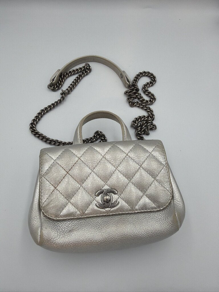 Chanel Metallic Grained Calfskin Pilot Essentials Double Sided Flap Satchel