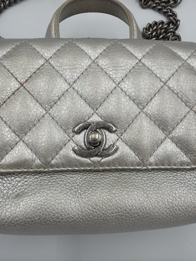 Chanel Metallic Grained Calfskin Pilot Essentials Double Sided Flap Satchel