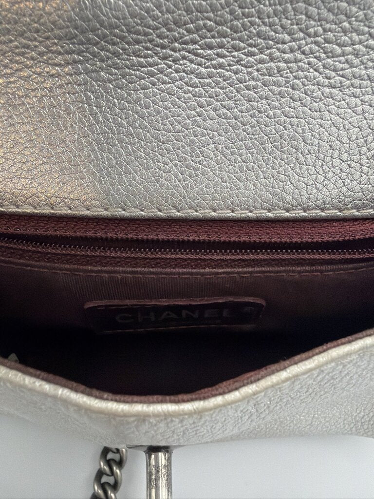 Chanel Metallic Grained Calfskin Pilot Essentials Double Sided Flap Satchel