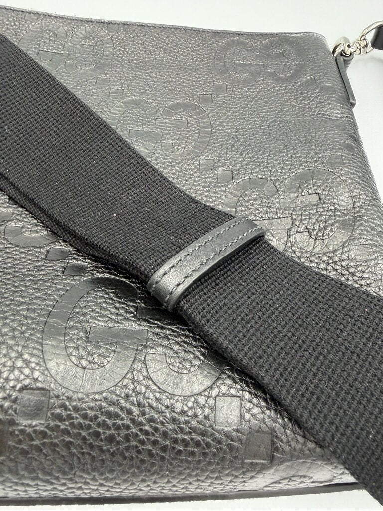 Gucci Piuma Calfskin Jumbo GG Embossed Messenger Bag
