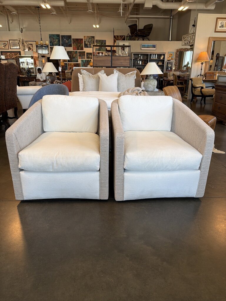 Palecek Carmine Swivel Lounge Chairs- Pair- 30X36.5X31.25 - AS IS