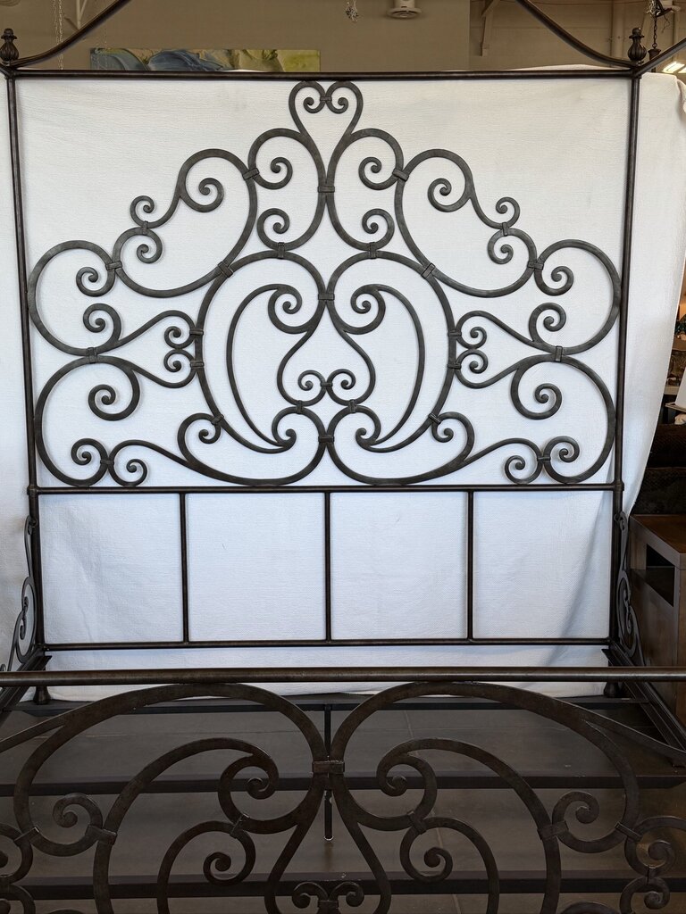 Metal Canopy Bed W/Scrolled Headboard & Footboard 1 - 82X85.5X100H