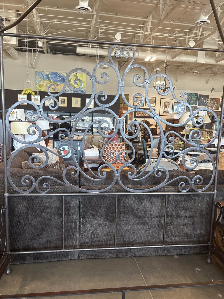 Metal Canopy Bed W/Scrolled Headboard & Footboard 1 - 82X85.5X100H