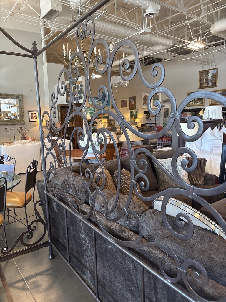 Metal Canopy Bed W/Scrolled Headboard & Footboard 1 - 82X85.5X100H