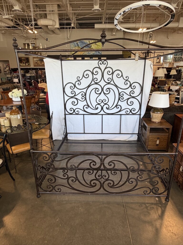 Metal Canopy Bed W/Scrolled Headboard & Footboard 1 - 82X85.5X100H