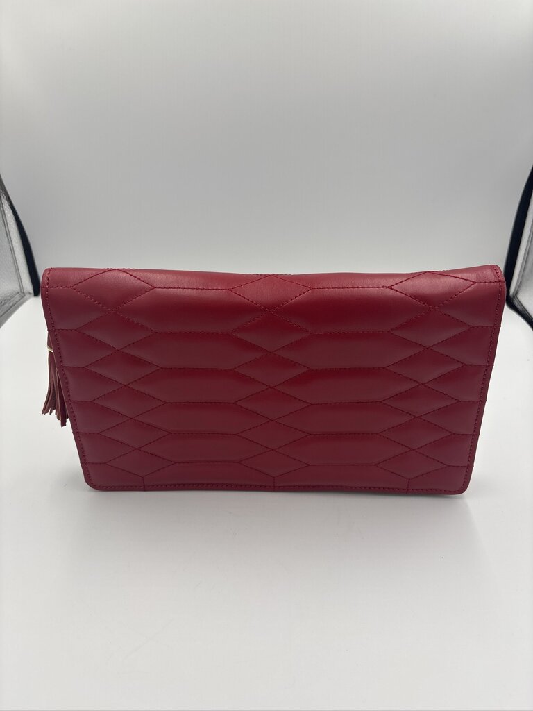 WOLF Caroline Red Leather Jewelry Pouch- 7.5X11.5X2H