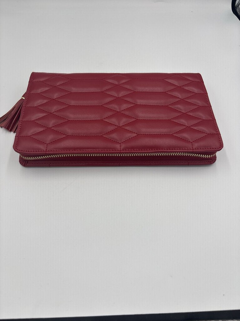 WOLF Caroline Red Leather Jewelry Pouch- 7.5X11.5X2H