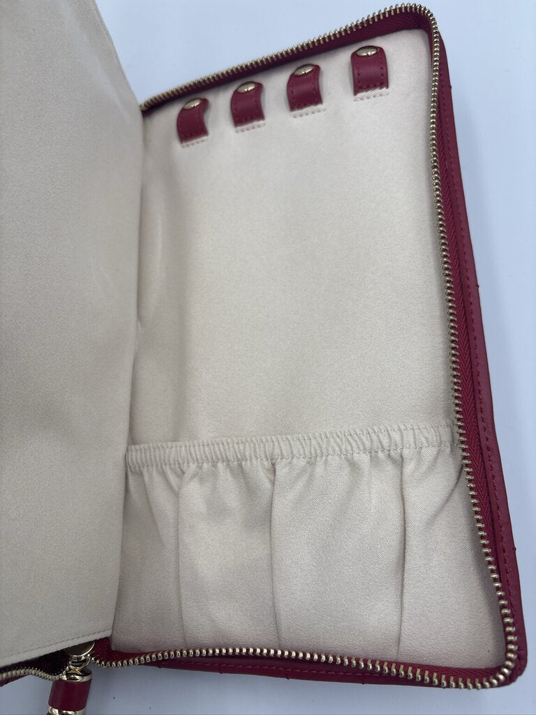 WOLF Caroline Red Leather Jewelry Pouch- 7.5X11.5X2H