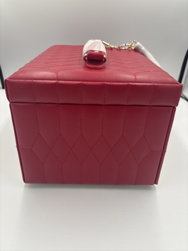 WOLF Caroline Red Leather Medium Jewelry Box- 12X9X8.5
