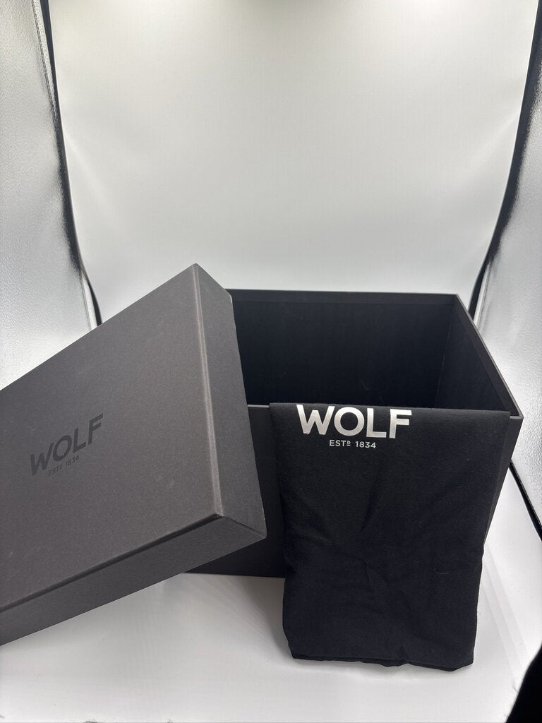 WOLF Caroline Red Leather Medium Jewelry Box- 12X9X8.5