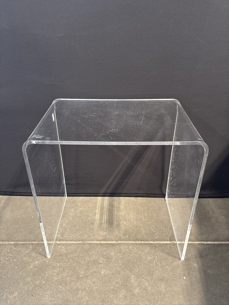 Clear Acrylic Waterfall Side Table- 18X12X18- AS IS