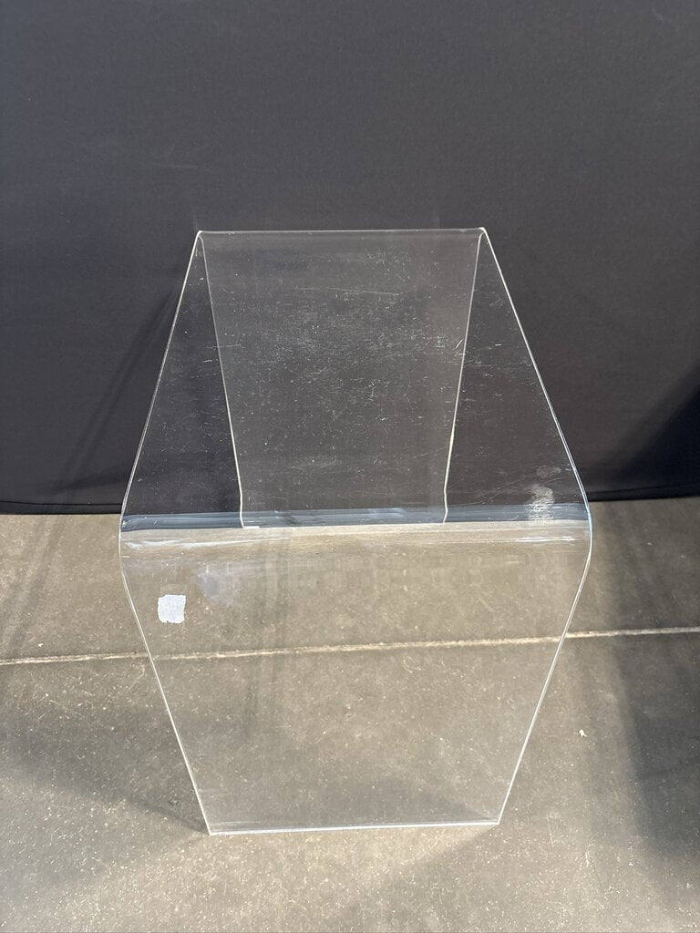 Clear Acrylic Waterfall Side Table- 18X12X18- AS IS