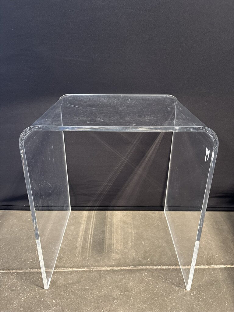 Clear Acrylic Waterfall Side Table- 14X12X16H- AS IS