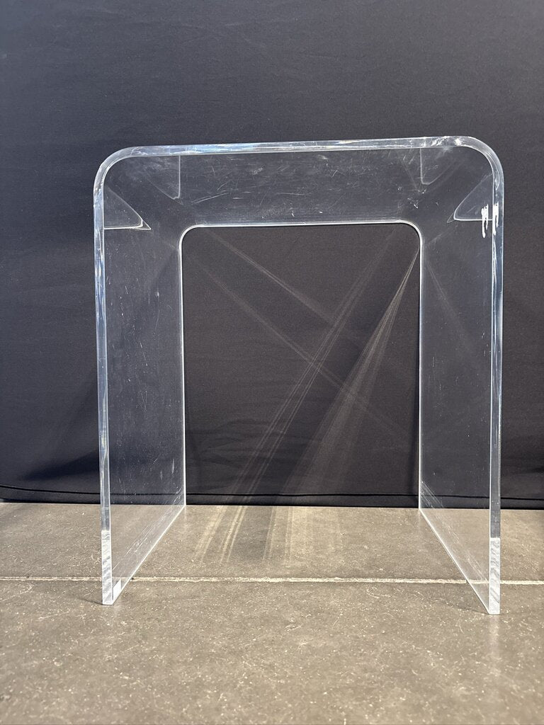 Clear Acrylic Waterfall Side Table- 14X12X16H- AS IS