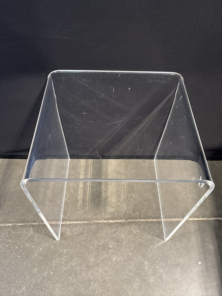 Clear Acrylic Waterfall Side Table- 14X12X16H- AS IS