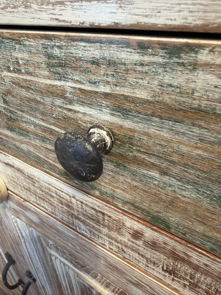 Rustic Distressed 8 Door Cabinet- 128X18X39