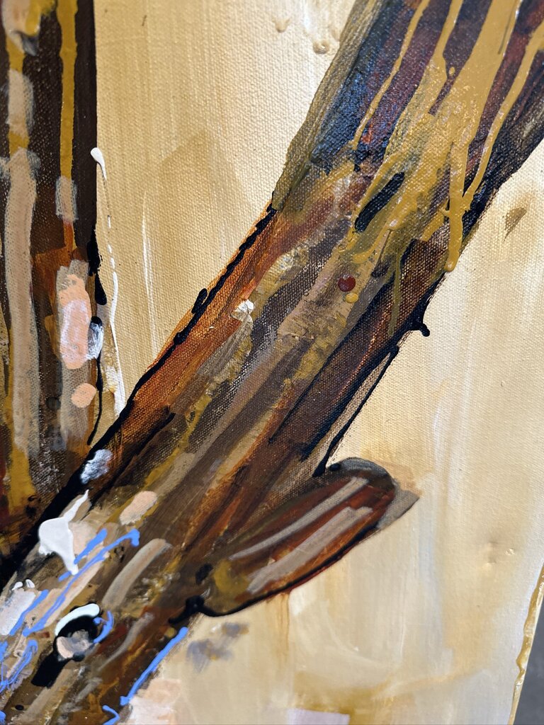 Original Yellow/Brown Saguaro Art By Jack Rickard - 36X36H
