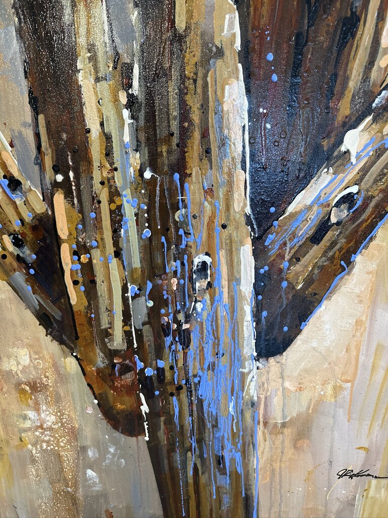 Original Yellow/Brown Saguaro Art By Jack Rickard - 36X36H