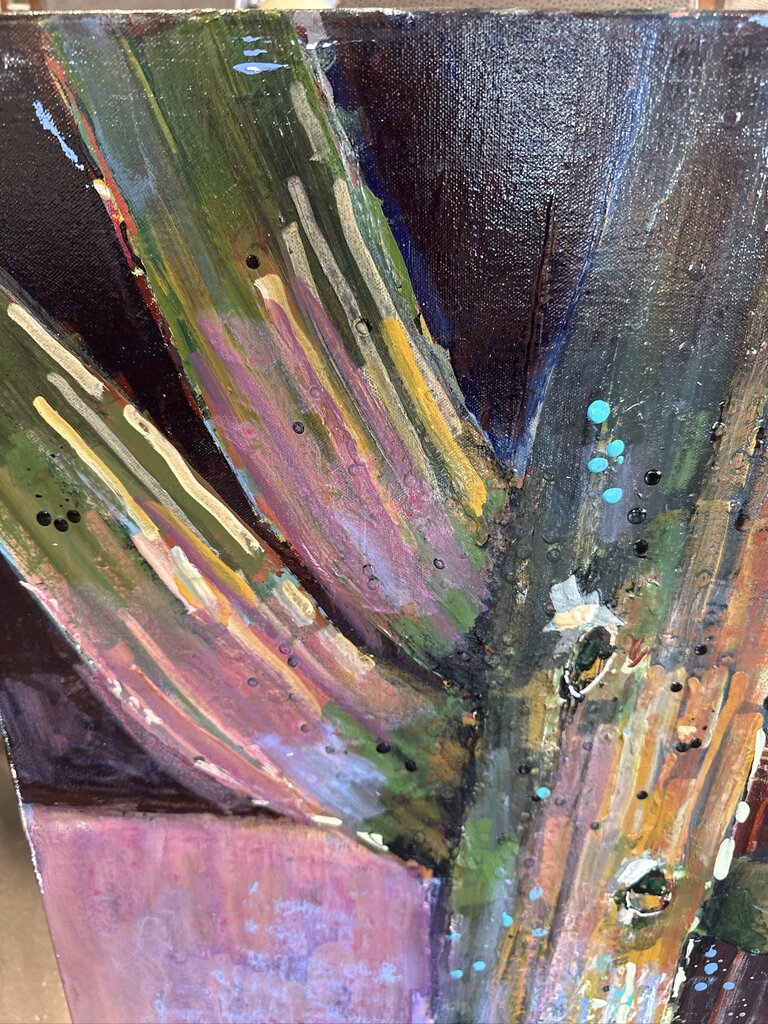 Original Pink/Blue Saguaro Art By Jack Rickard - 36X36H
