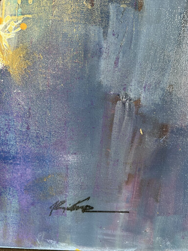 Original Blue/Yellow/Purple Saguaro Art By Jack Rickard - 36X36H