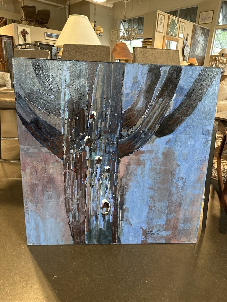 Original Blue/Purple Saguaro Art By Jack Rickard - 36X36H