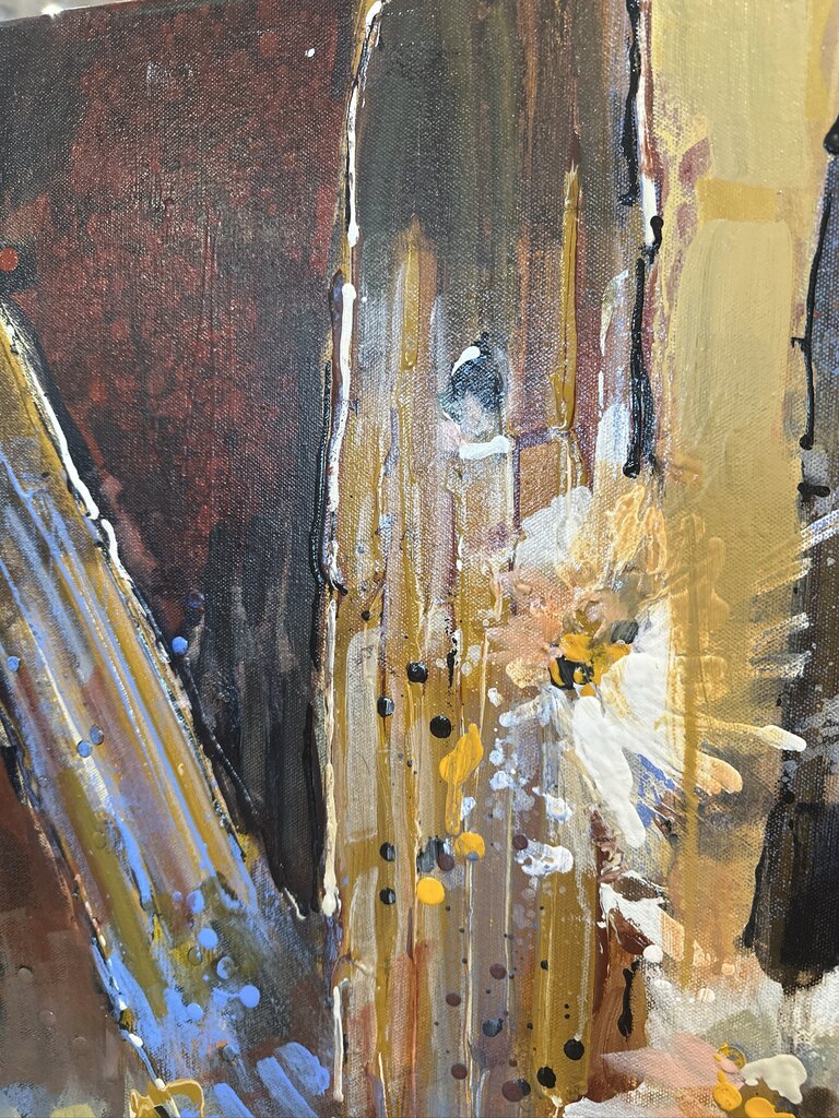 Original Yellow/Orange/Brown Saguaro Art By Jack Rickard - 36X36H