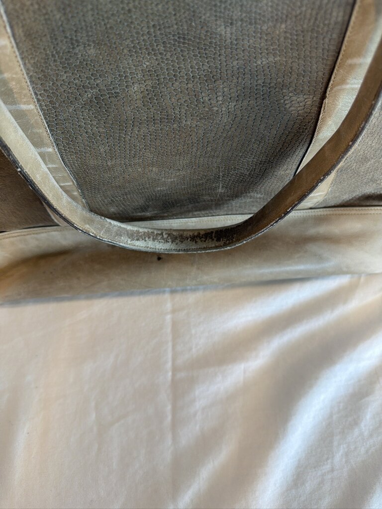 Vintage 1980s Gucci Marbled Brown Leather Lizard-Embossed Tote Bag