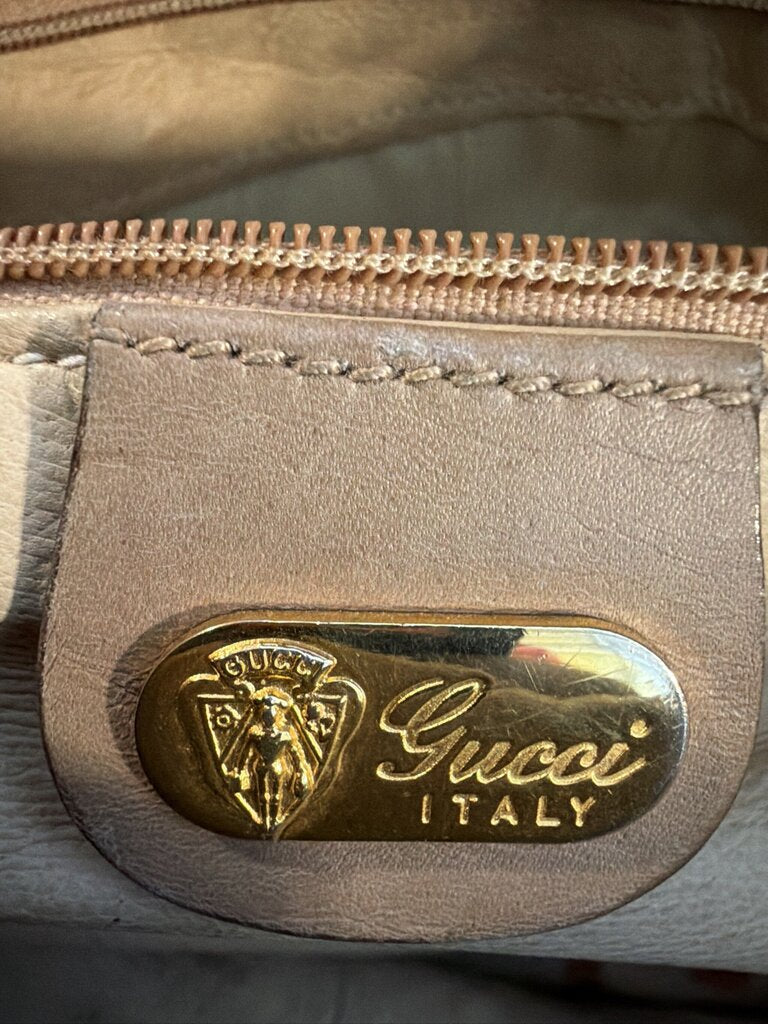 Vintage 1980s Gucci Marbled Brown Leather Lizard-Embossed Tote Bag
