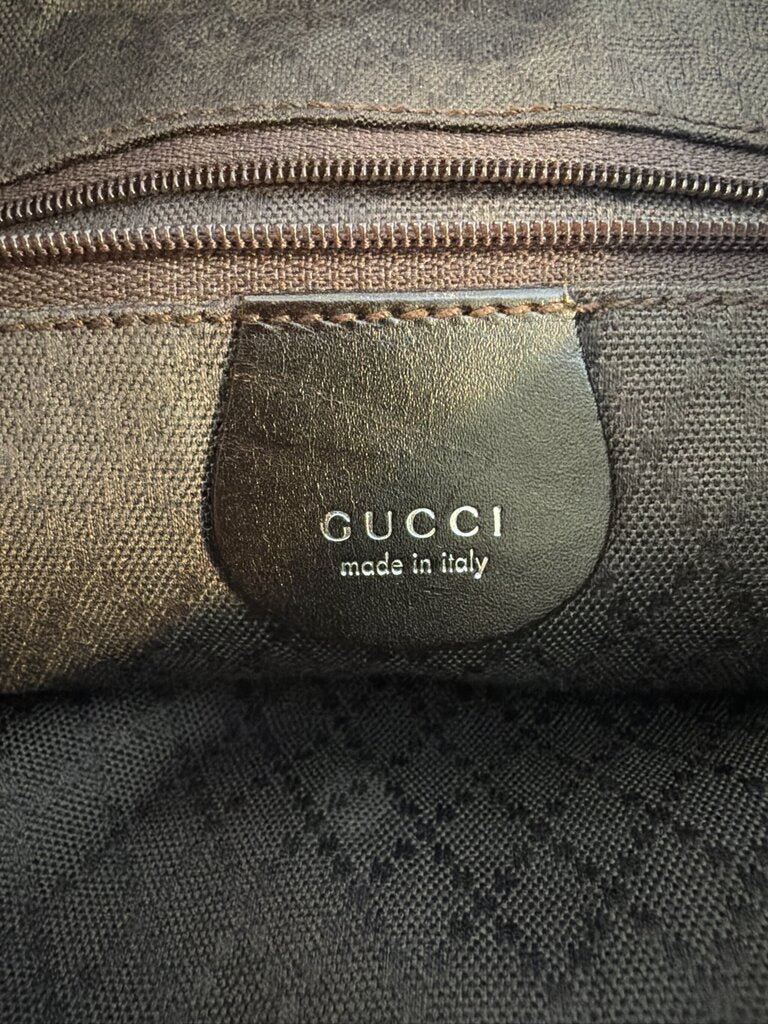 Gucci Vintage Nylon and Leather Square G Clasp Shoulder Tote Bag